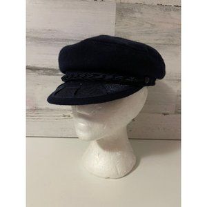 Vintage Aegean San Francisco Athens Greek Fishermans Cap 7 1/4 Navy Blue